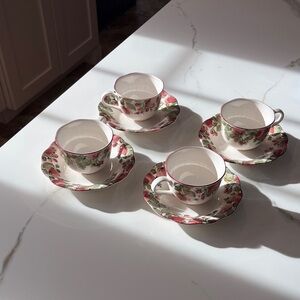 Nikki china Floral Teacup and Saucer Set of four (4 cups and 4 saucers)